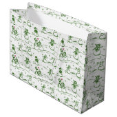 Grand Sac Cadeau Parade des neiges toile - vert (Devant Angle)