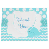 Grand Sac Cadeau Parent & Bébé Baleine Bleu Garçon Merci bébé (Devant)
