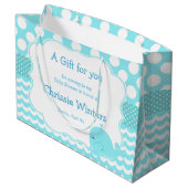 Grand Sac Cadeau Parent & Bébé Baleine Bleu Garçon Merci bébé (Dos Angle)