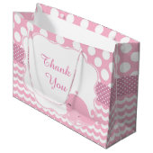 Grand Sac Cadeau Parent & Bébé Baleine rose Fille Bébé Merci (Devant Angle)