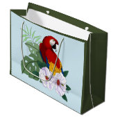 Grand Sac Cadeau Parrot floral rouge Macaw Tropical Bird (Devant Angle)