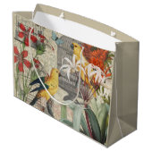 Grand Sac Cadeau Parrot Jaune Tropical Antique Fleur (Dos Angle)