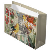 Grand Sac Cadeau Parrot Jaune Tropical Antique Fleur (Devant Angle)