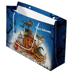 Grand Sac Cadeau Partie de Raven de citrouille de Halloween