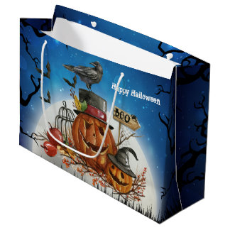 Grand Sac Cadeau Partie de Raven de citrouille de Halloween