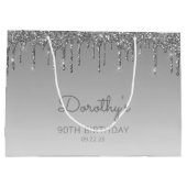 Grand Sac Cadeau Parties scintillant 90e anniversaire Argent (Dos)