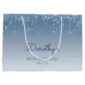 Grand Sac Cadeau Parties scintillant 90e anniversaire bleu (Dos)