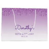 Grand Sac Cadeau Parties scintillant 90e anniversaire violet (Dos)
