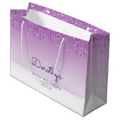 Grand Sac Cadeau Parties scintillant 90e anniversaire violet (Devant Angle)