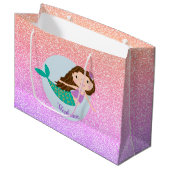 Grand Sac Cadeau Parties scintillant arc-en-ciel mignonne sirène pe (Devant Angle)