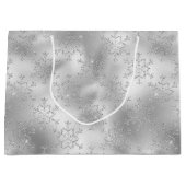 Grand Sac Cadeau Parties scintillant argentée Glitzy Snowflakes (Devant)