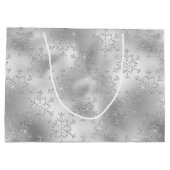 Grand Sac Cadeau Parties scintillant argentée Glitzy Snowflakes (Dos)