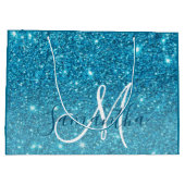Grand Sac Cadeau Parties scintillant bleu moderne éclaboussures Nom (Dos)