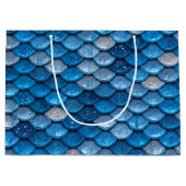 Grand Sac Cadeau Parties scintillant Bleue Iridescente Foncé Sirène (Devant)