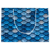 Grand Sac Cadeau Parties scintillant Bleue Iridescente Foncé Sirène (Dos)