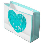 Grand Sac Cadeau Parties scintillant bleue moderne Baby shower card (Devant Angle)