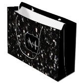 Grand Sac Cadeau Parties scintillant brillante noire et blanche Mon (Devant Angle)