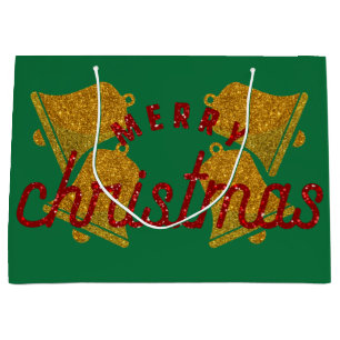 Grand Sac Cadeau Parties scintillant Christmas Bells