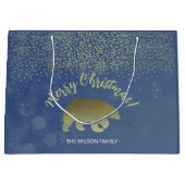 Grand Sac Cadeau Parties scintillant Ciel Nocturne Bleu Et Ours D'O (Devant)