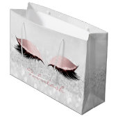 Grand Sac Cadeau Parties scintillant de maquillage en gris rose Nom (Devant Angle)