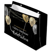 Grand Sac Cadeau Parties scintillant d'or Ballons 100e fête d'anniv (Devant Angle)