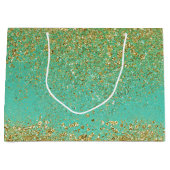 Grand Sac Cadeau Parties scintillant d'or en cascade Glittery Glam  (Devant)