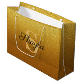 Grand Sac Cadeau Parties scintillant d'or Faux scintillant Monogram (Devant Angle)