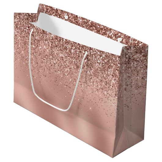 Grand Sac Cadeau Parties scintillant d'or Glam Rose (Devant Angle)
