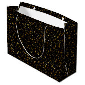 Grand Sac Cadeau Parties scintillant d'or Noir Blanc Joyeux Confet  (Dos Angle)