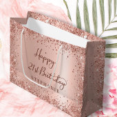 Grand Sac Cadeau Parties scintillant d'or Rose moderne Monogramme 2