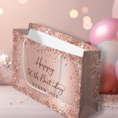 Grand Sac Cadeau Parties scintillant d'or Rose moderne Monogramme 5