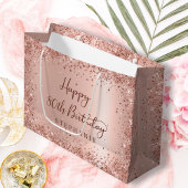 Grand Sac Cadeau Parties scintillant d'or Rose moderne Monogramme 8