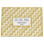 Grand Sac Cadeau Parties scintillant d'or saint baies et texte Joie (Devant)