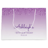 Grand Sac Cadeau Parties scintillant Drip 18th Birthday Purple (Devant)