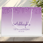 Grand Sac Cadeau Parties scintillant Drip 18th Birthday Purple<br><div class="desc">Ce chic sac cadeau de 18ème anniversaire comporte une bordure brillante violet fausse parties scintillant et arrière - plan violet sombre. Personnalisez-le avec son nom en écriture manuscrite,  ainsi que son anniversaire et la date ci-dessous.</div>