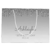 Grand Sac Cadeau Parties scintillant Drip 18th Birthday Silver (Dos)