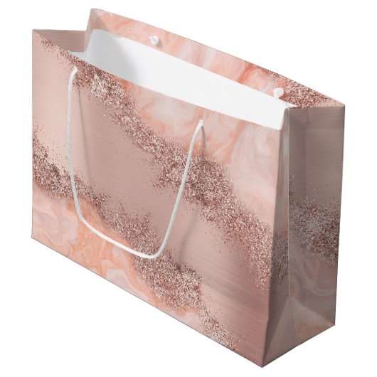 Grand Sac Cadeau Parties scintillant du code géographique rose Gold (Devant Angle)