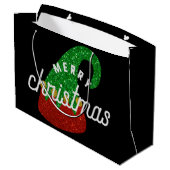 Grand Sac Cadeau Parties scintillant Elf Casquette (Dos Angle)