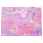 Grand Sac Cadeau Parties scintillant en marbre rose violet or (Dos)