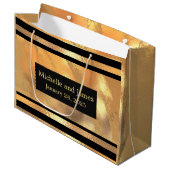 Grand Sac Cadeau Parties scintillant en or noir monogramme personna (Devant Angle)