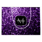 Grand Sac Cadeau Parties scintillant foncé violet faux brillant sci (Devant)