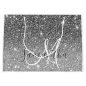 Grand Sac Cadeau Parties scintillant gris moderne éclabousser Nom p (Devant)