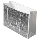 Grand Sac Cadeau Parties scintillant gris moderne éclabousser Nom p (Devant Angle)
