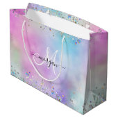 Grand Sac Cadeau Parties scintillant holographique Rainbow Pastels (Dos Angle)