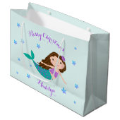 Grand Sac Cadeau Parties scintillant mauve de Noël de sirène Person (Devant Angle)