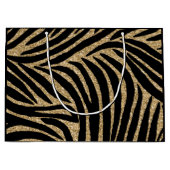 Grand Sac Cadeau Parties scintillant noire et or Zebra (Devant)