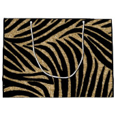 Grand Sac Cadeau Parties scintillant noire et or Zebra (Dos)