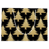 Grand Sac Cadeau parties scintillant or élégant arbre de Noël motif (Dos)