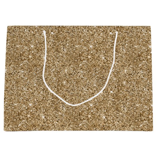 Grand Sac Cadeau Parties scintillant or en bronze chic (Devant)