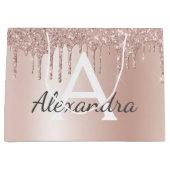 Grand Sac Cadeau Parties scintillant or rose rose vierge Monogramme (Devant)